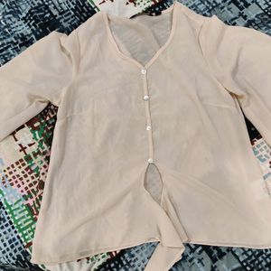 Front Knot Top With Loose Shoulders