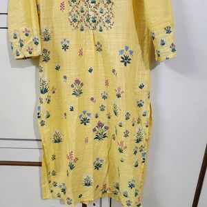 Sunshine Yellow A Line Cotton Kurta