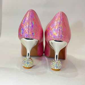 Holographic Pink Party Wear Heels For Women