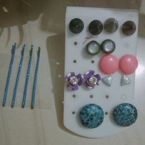 Combo Bangles, 4 Hair Pins Blur Colour and 7pair T