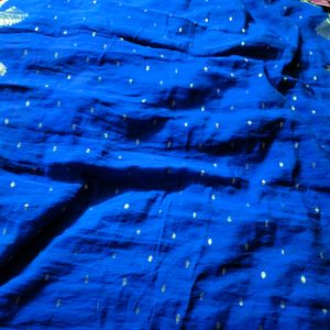 Blue Cotton Soft Saree.