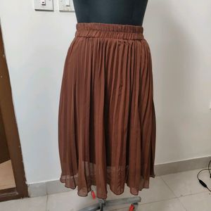 Brown Pleated Skirt