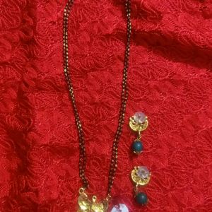 Double Chain Mangalsutra With Earrings