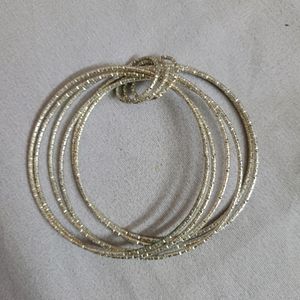 White Silvered Bangles - One Piece