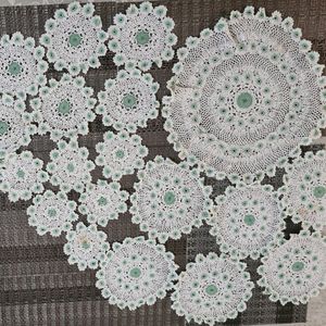 Set of 19 handmade lacy crochet mats