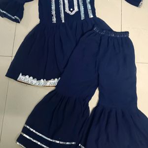 Navy Blue Sharara Set For Girls