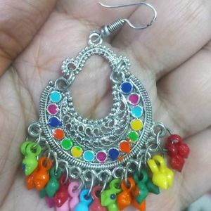 Silver Multicolour Bead Earrings