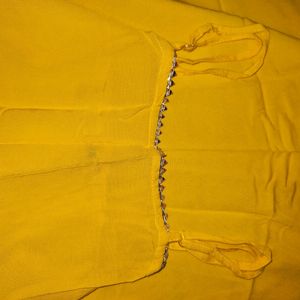 Yellow Beautiful Sleeveless Gown Kurta