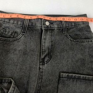 Charcoal Straight Denim Jeans