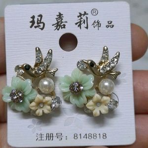 Flowers and Bird Earrings
