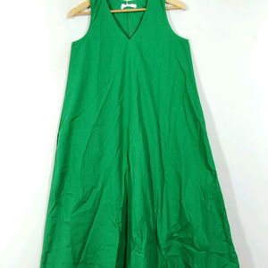 Oziss Green Plain Western Dress (Women)