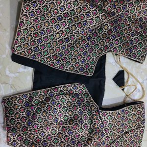 Combo Of Grey & Balck With Gold Pattern Blouses