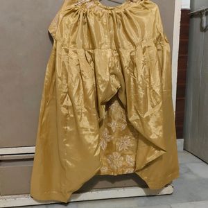 Ladies Organza Suit Golden Color