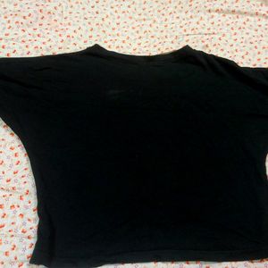 Black Crop Top With Flared Sleeves