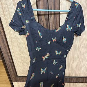 Sexy Butterfly Print Deep Neck Top