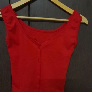 RED Ribbed Crop Top