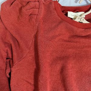 Rust Sweatshirt With Puffed Sleeves