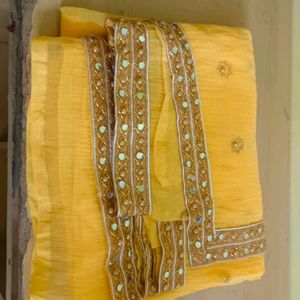 Chiffon Saree With Unstitch Blouse Brandnew Saree With Mirror Work