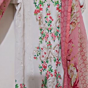 Stiched Ambroided Kurta And Dupatta