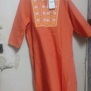 New Orange Kurta Dual Tone With Pink Shade