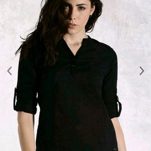 ROADSTER Black Rollup Sleeves Shirt