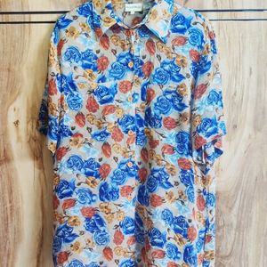 Tan Colour Floral Print Shirt Size-44