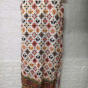 Printed White A Line Kurta For Small Size Women