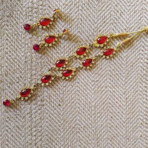 Red Necklace Earrings Set - Ruby Crystal