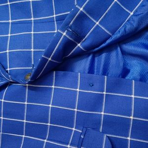 Men Partywear Checked Viscose Rayon Blue Blazer