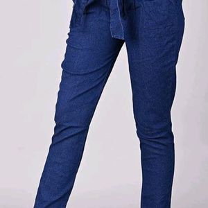 Blue Jeans With Waist Knott