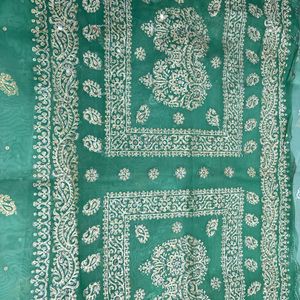 A Beautiful Zari Work Saree With Sequence