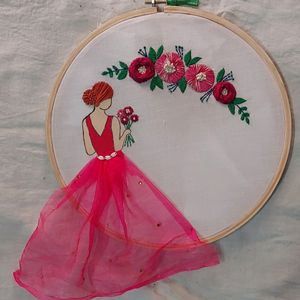 Girly Hand Embroidery Wooden Hoop