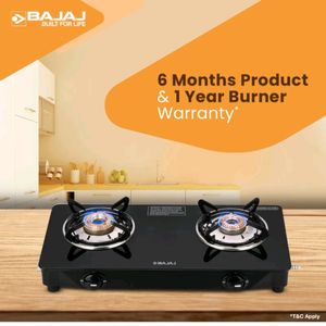 Bajaj Glass Manual Gas Stove 2 Burner 🧲🌿