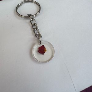 Resin Preserved Rose Keychain.