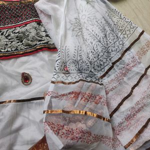 White Anarkhali With Dupatta For Women