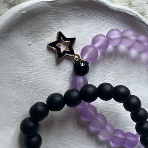 Black Purple Bracelets 2pcs