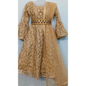 Designer Party Wear Dress With Belt And Dupatta