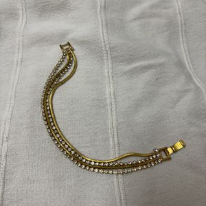 4 layered Gold Plated Rhinestones Bracelet