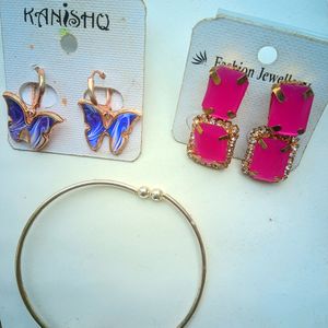 2 Earings 1 Braslet Pack Of 3