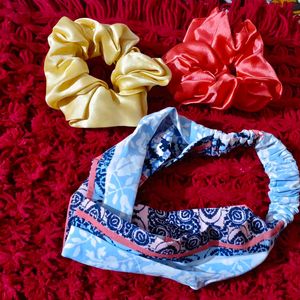 Satin Scrunchies And Hair Band