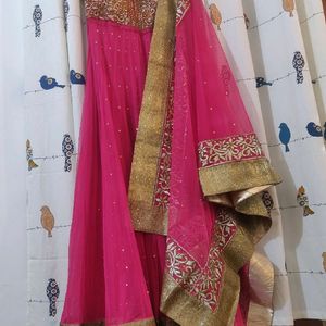 Pink Anarkali With Heavy Dupatta Suit💕for Wedding