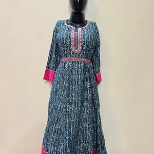 Printed Cotton Anarkali Suit Set