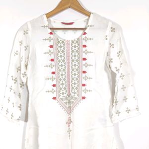 White Printed Casual Kurta (Women)