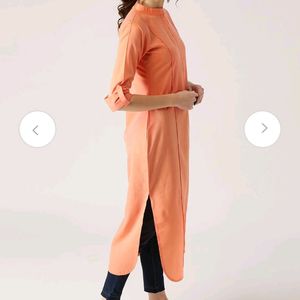 Libas Straight Orange and White Striped Kurta