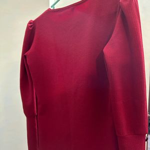 Women Maroon Full Sleeves Top