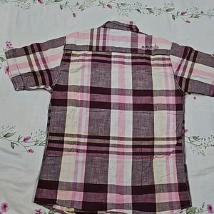 Mauve Pink And Brown Checked Shirt