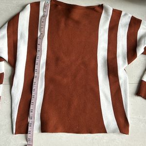 Brown top with white stripes