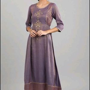 Purple Kurta With Golden Thread Work