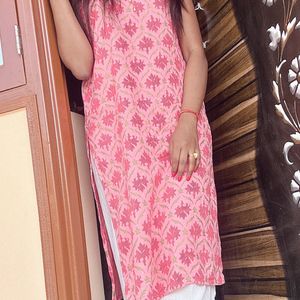 Pink Long Kurta Sleeveless