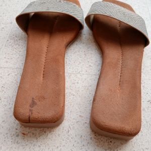 Silver Colour flip flop slippers for girls